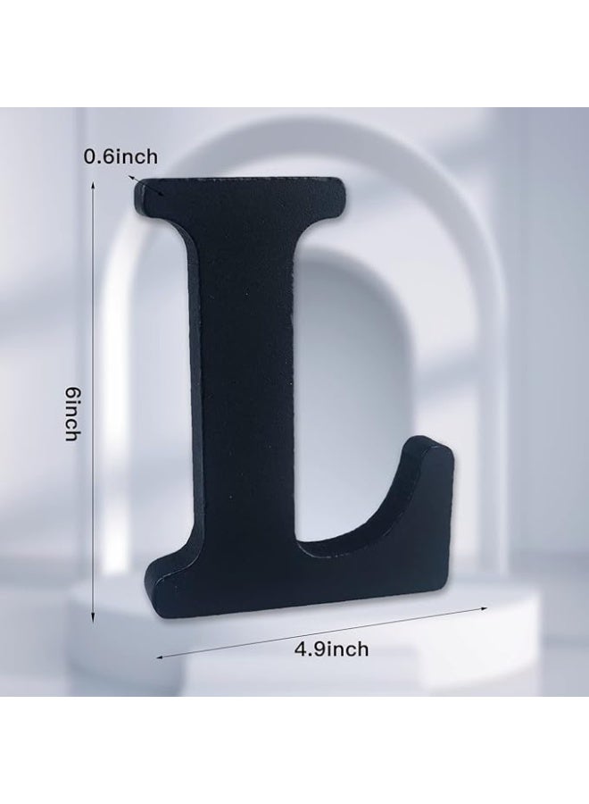 MIRFA Wooden Free Standing Decorative Letter Slices - Black - 6inches (L) - Image 2